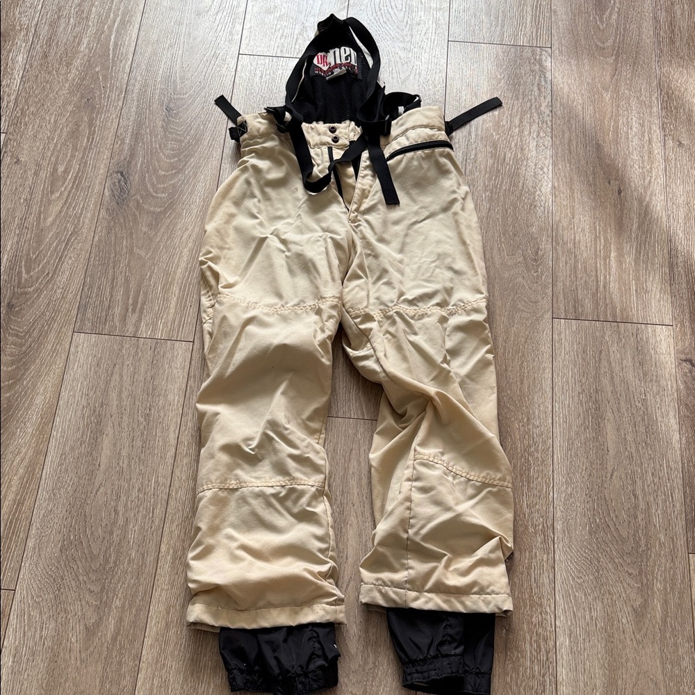 Women's Beige Snow Pants Bib